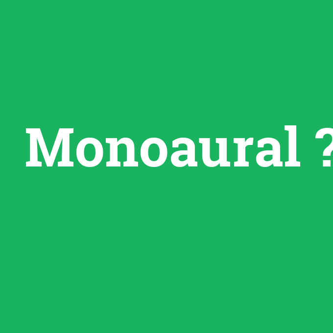 Monoaural, Monoaural nedir ,Monoaural ne demek