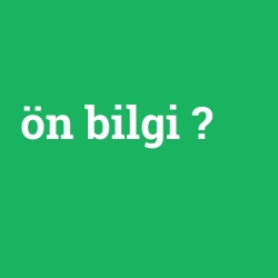 ön bilgi
