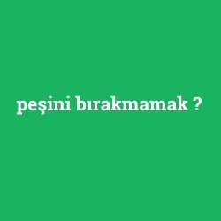 peşini bırakmamak
