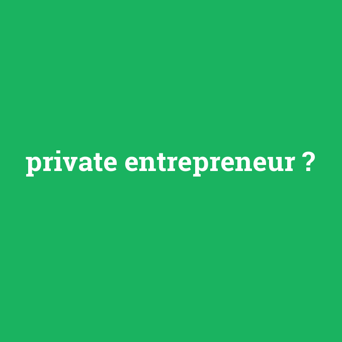 private entrepreneur, private entrepreneur nedir ,private entrepreneur ne demek