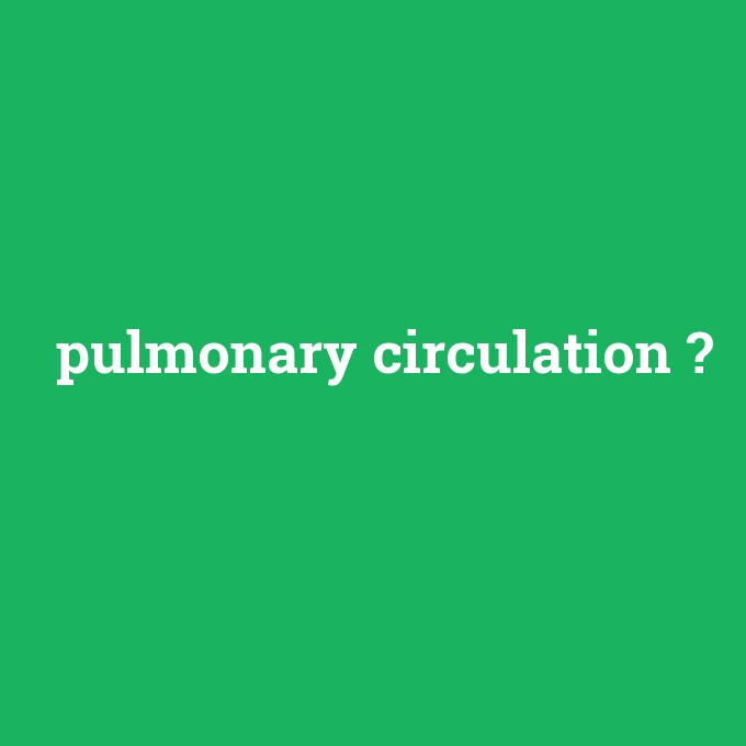pulmonary circulation, pulmonary circulation nedir ,pulmonary circulation ne demek
