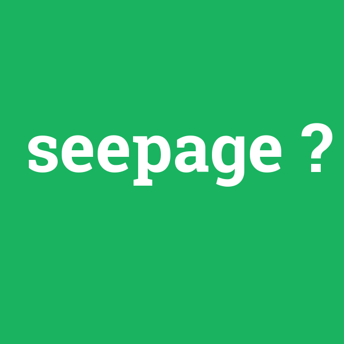 seepage, seepage nedir ,seepage ne demek