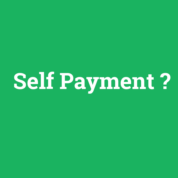 Self Payment, Self Payment nedir ,Self Payment ne demek