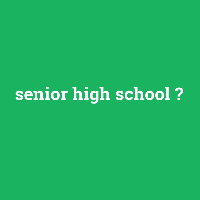 senior high school, senior high school nedir ,senior high school ne demek