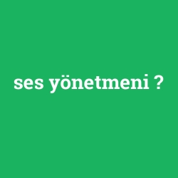 ses yönetmeni