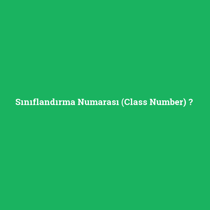 Sınıflandırma Numarası (Class Number), Sınıflandırma Numarası (Class Number) nedir ,Sınıflandırma Numarası (Class Number) ne demek