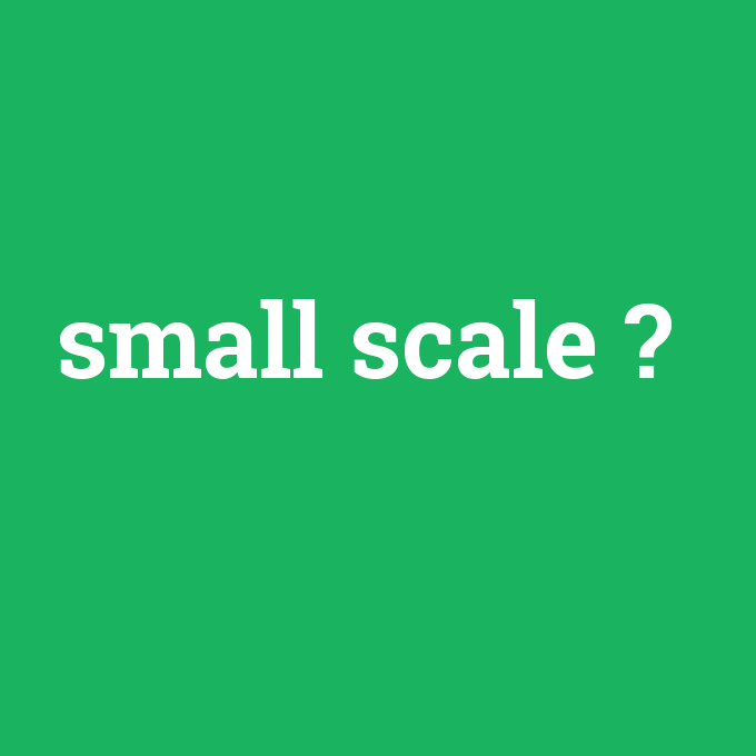 small scale, small scale nedir ,small scale ne demek