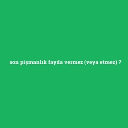 son pişmanlık fayda vermez (veya etmez) foto galeri