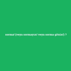 sorma! (veya sormayın! veya sorma gitsin!)