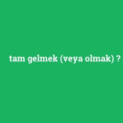 tam gelmek (veya olmak)