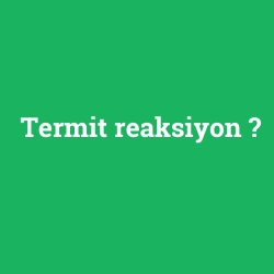 Termit reaksiyon foto galeri