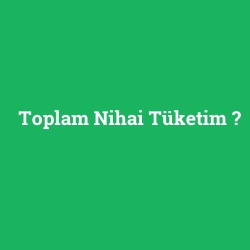 Toplam Nihai Tüketim