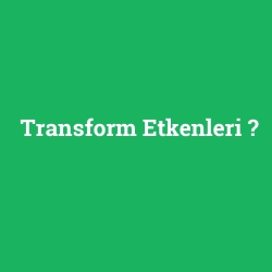 Transform Etkenleri