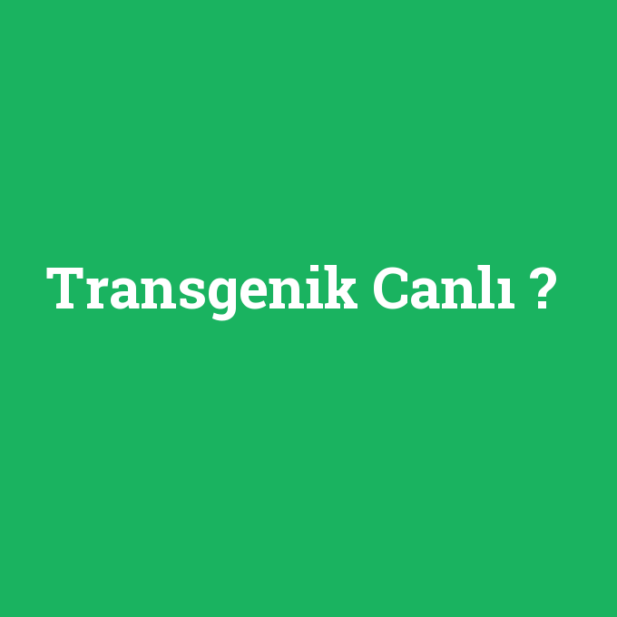 Transgenik Canlı, Transgenik Canlı nedir ,Transgenik Canlı ne demek
