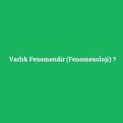 Varlık Fenomendir (Fenomenoloji) foto galeri
